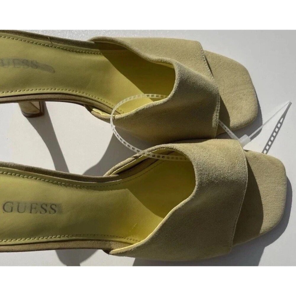 GUESS Yellow Padded Hambree 1191221 Square Toe Leather Heels Women’s Sz 6 - Picture 2 of 16